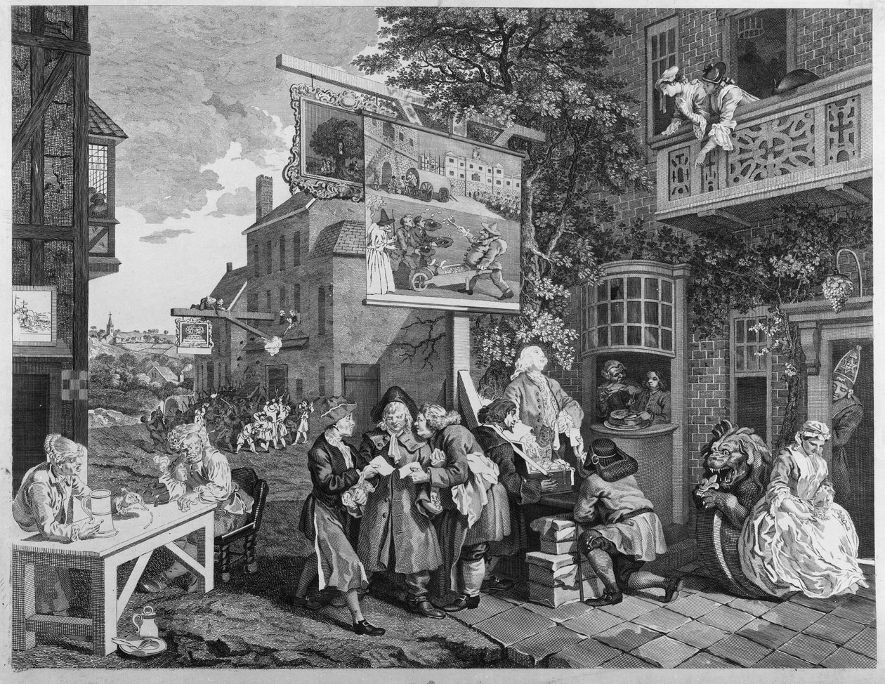 The Election II: Canvassing for Votes, kaiverrus Charles Grignion (1717-1810) 1757 (katso myös 1997) tekijältä William Hogarth