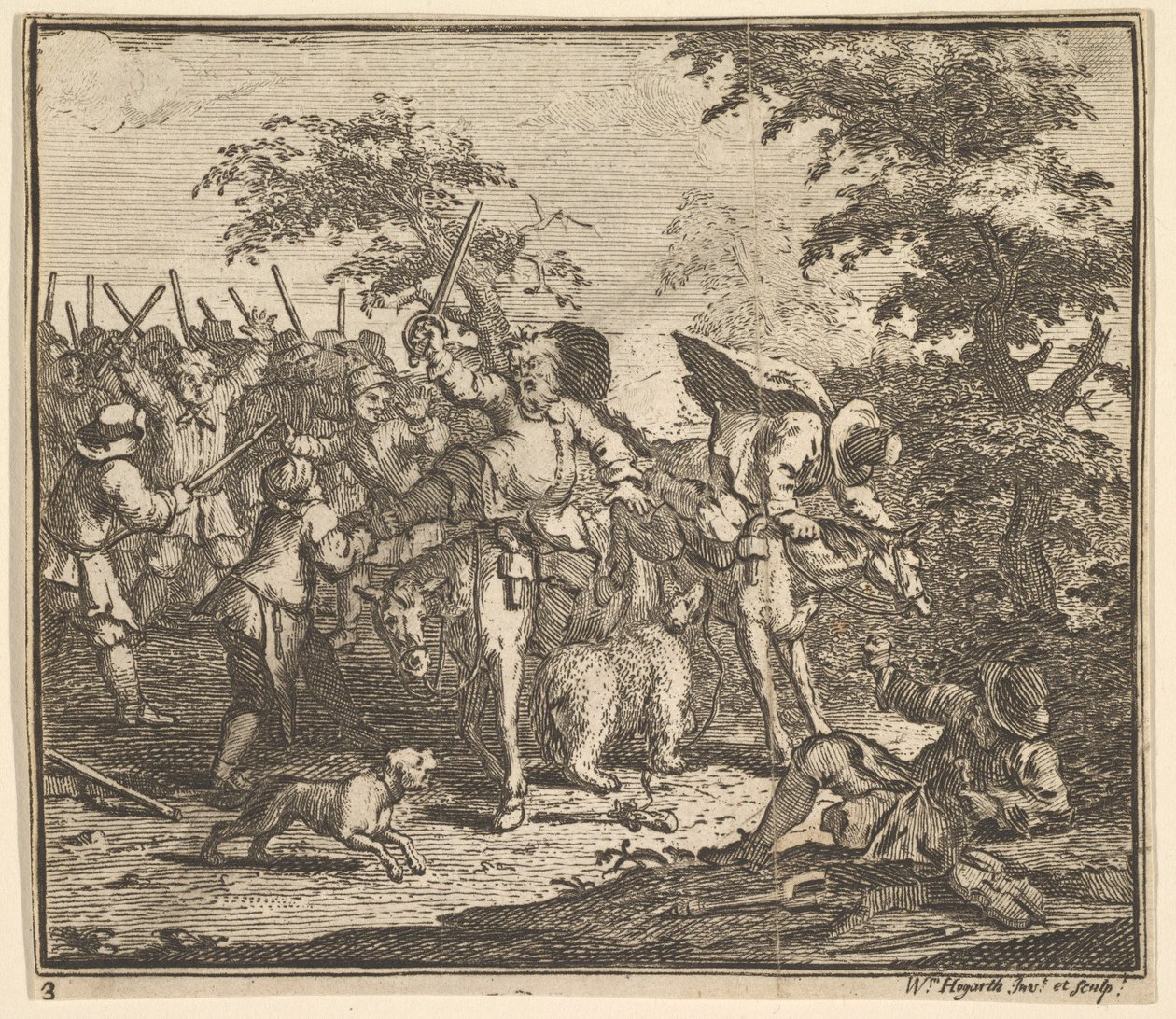 Kohtaaminen Talgolin ja Magnanon kanssa Seitsemäntoista pientä kuvitusta Samuel Butlerille..., 1721-26. tekijältä William Hogarth