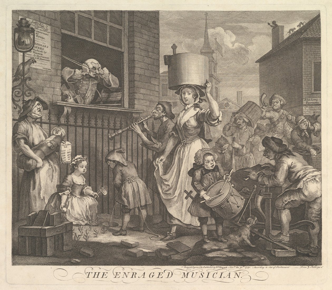 Raivoissaan oleva muusikko tekijältä William Hogarth