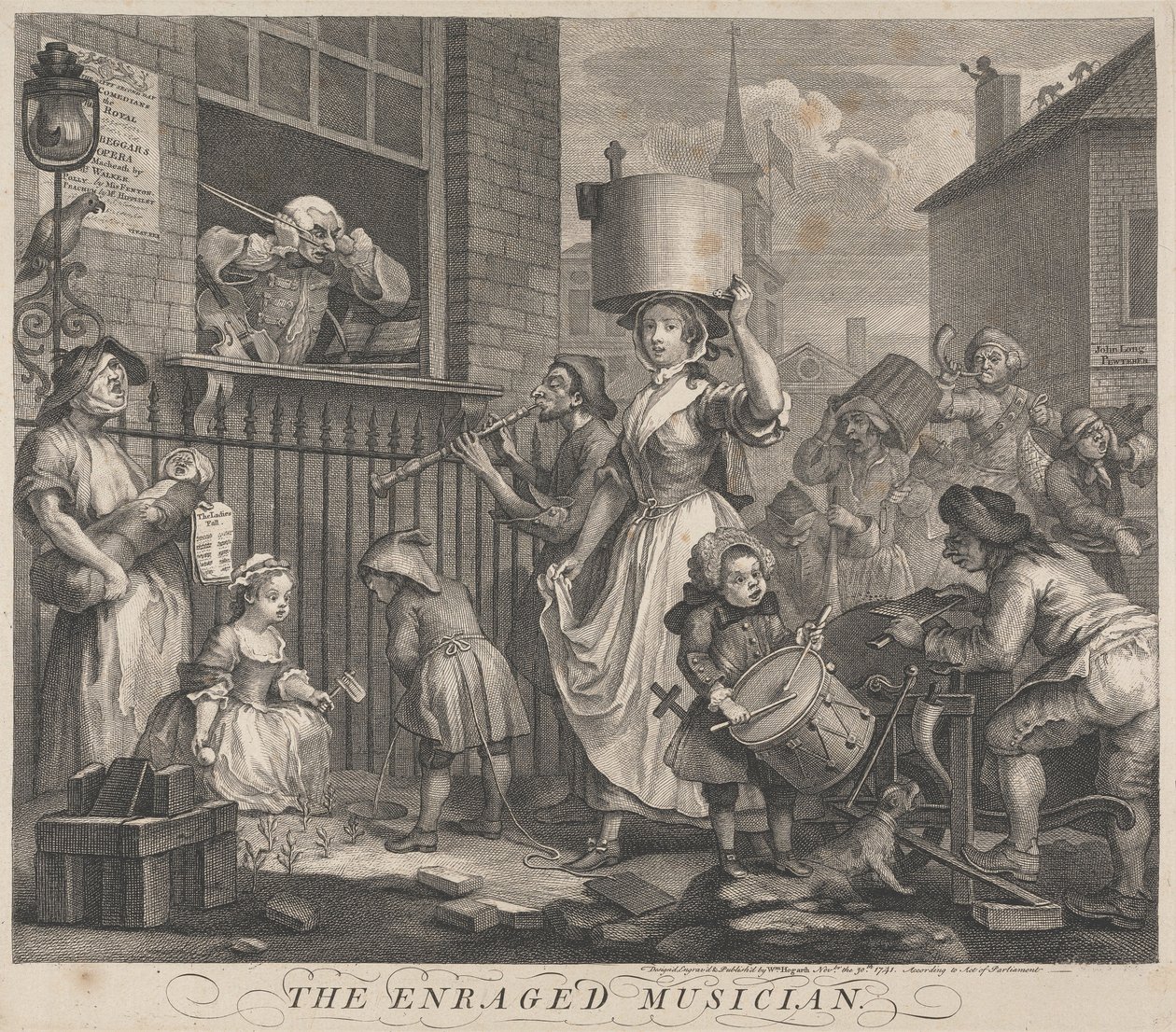 Raivoissaan oleva muusikko tekijältä William Hogarth