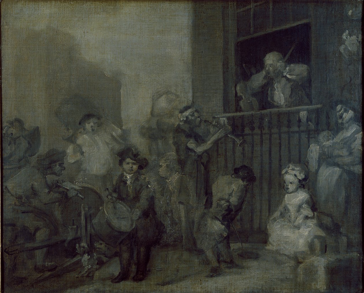 Raivostunut muusikko, c1741 tekijältä William Hogarth