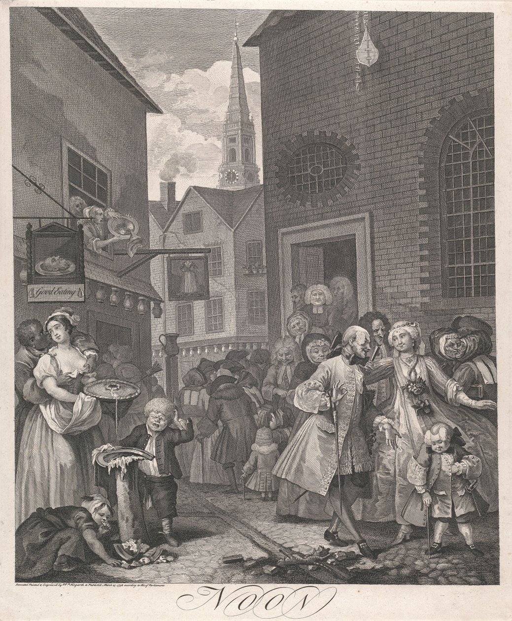 Päivän neljä aikaa, kuva II:  Keskipäivä tekijältä William Hogarth
