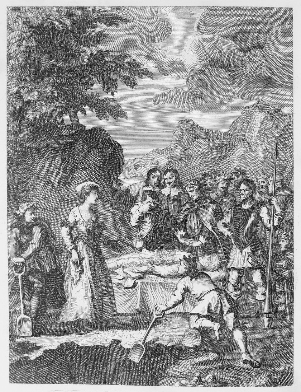 Chrystomin ja Marcellan hautajaiset puolustavat itseään tekijältä William Hogarth