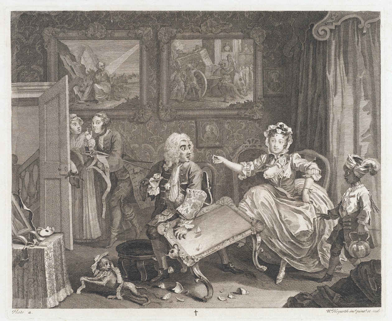 Portto löytää suojelijan, suunniteltu 1732, painettu 1744 (Etsaus ja kaiverrus) tekijältä William Hogarth