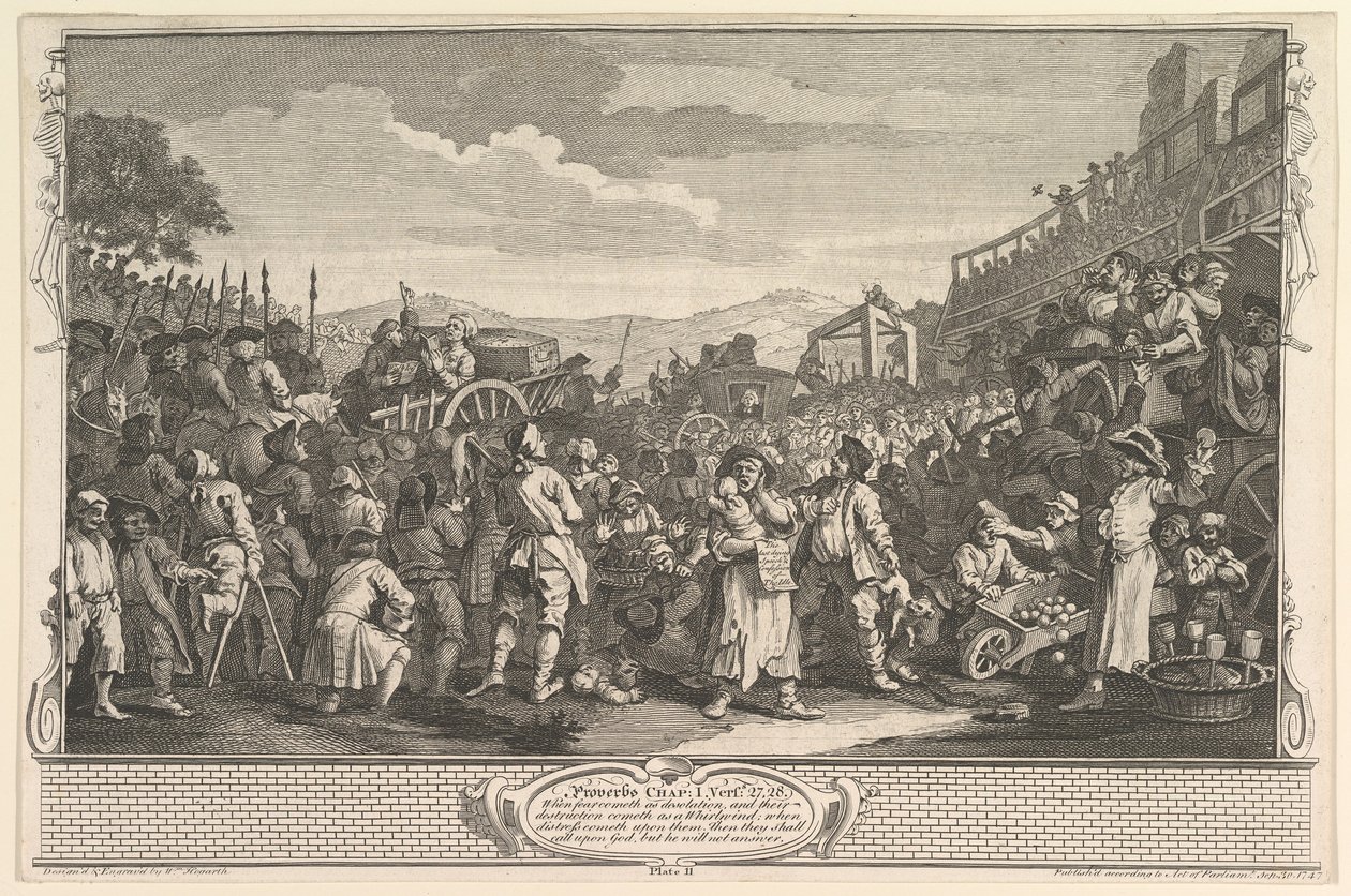 The Idle Prentice Executed at Tyburn Industry and Idleness, levy 11, 30. syyskuuta 1747. tekijältä William Hogarth