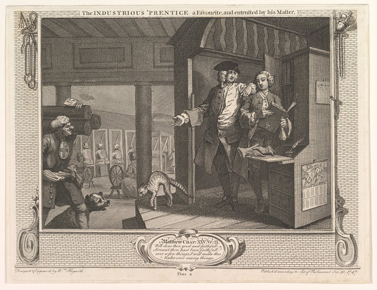 Ahkera Prentice on suosikki ja mestariteollisuudensa valtuutettu..., 30. syyskuuta 1747. tekijältä William Hogarth