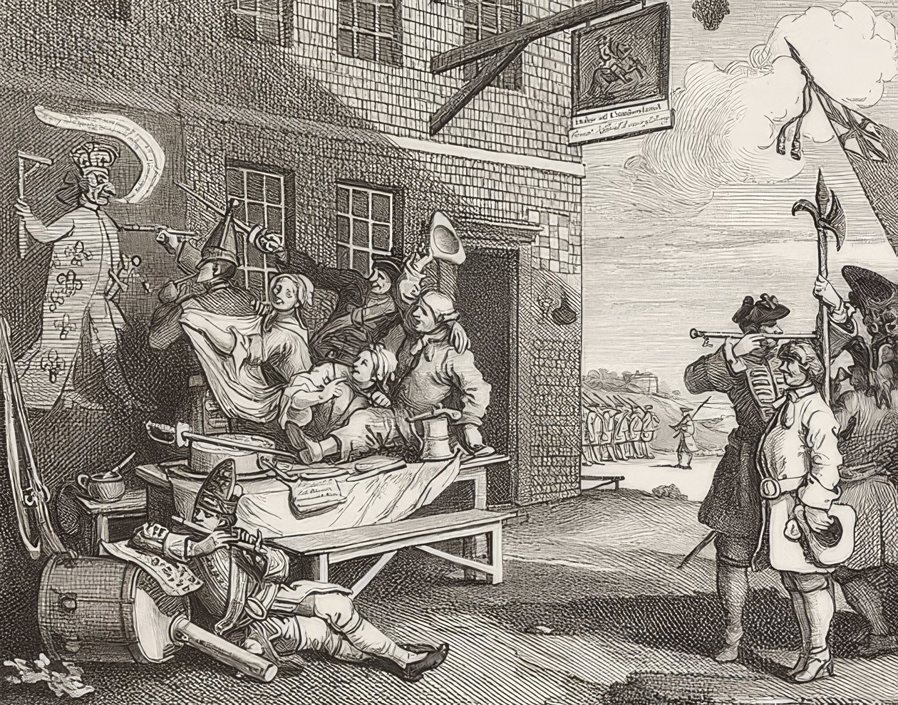 The Invasion, levy 2: Englanti / Die Invasion, Blatt 2: Englanti. 1756 tekijältä William Hogarth