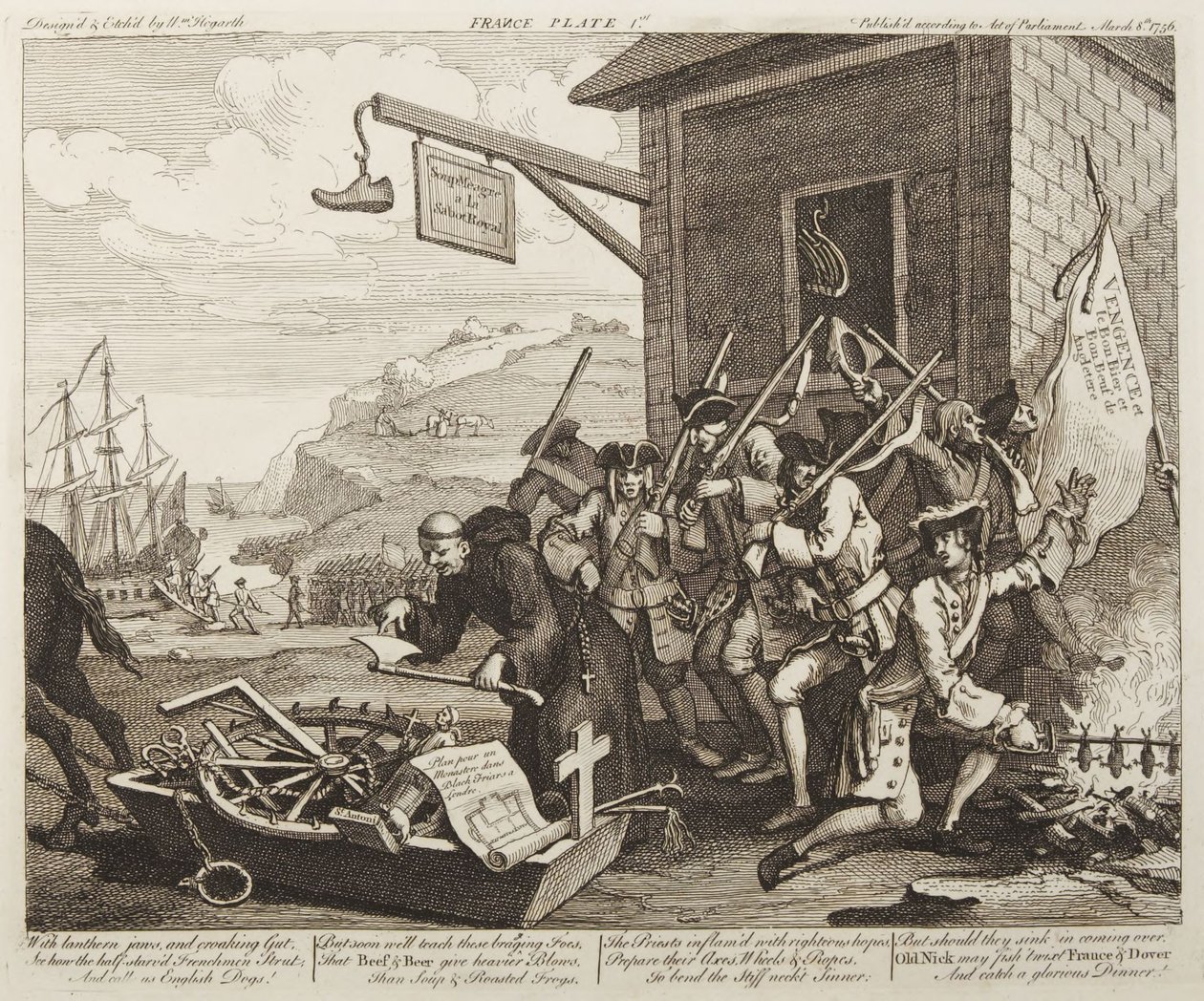 Hyökkäys, kuva 1: Ranska tekijältä William Hogarth