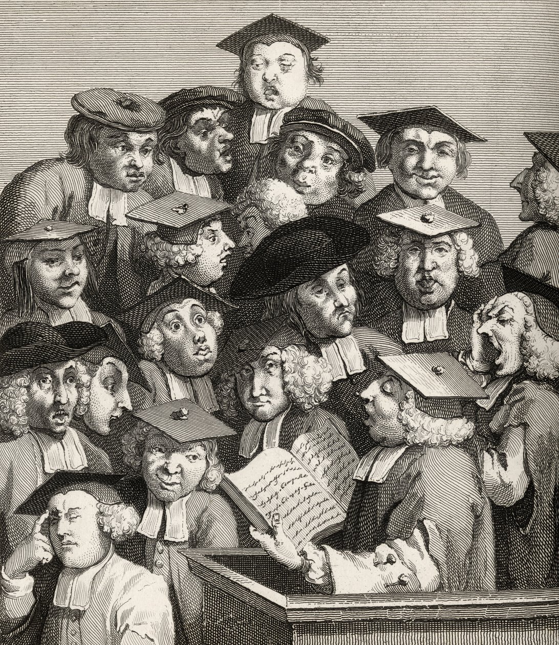 The Lecture, The Works of William Hogarth, julkaistu 1833 (litho) tekijältä William Hogarth