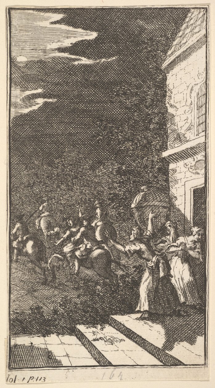 Uusi metamorfoosi, levy 3: Banditit sieppaavat Camillan, 1724. tekijältä William Hogarth