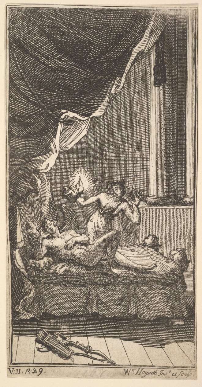 Uusi metamorfoosi, levy 6: Amorin ja psyyken tarina, 1724. tekijältä William Hogarth