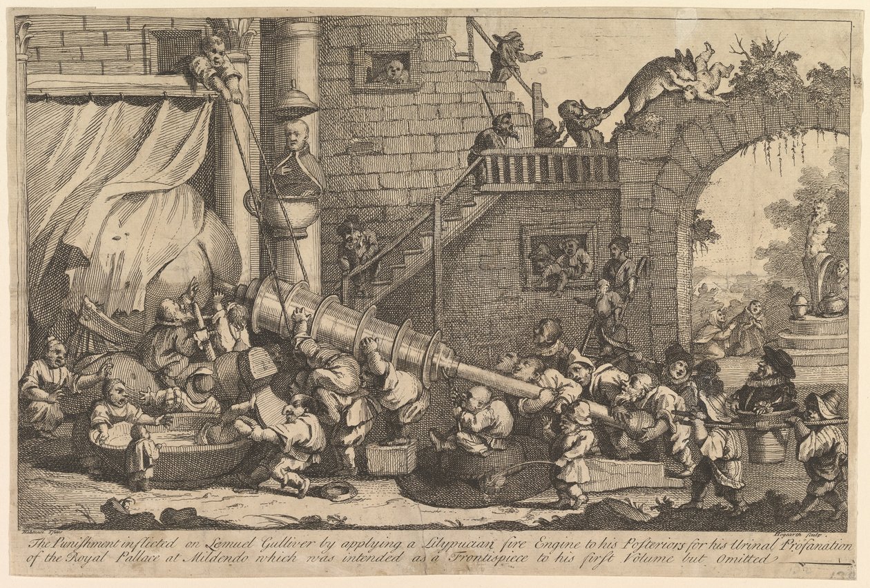 Lemuel Gulliverille määrätty rangaistus, joulukuu 1726. tekijältä William Hogarth