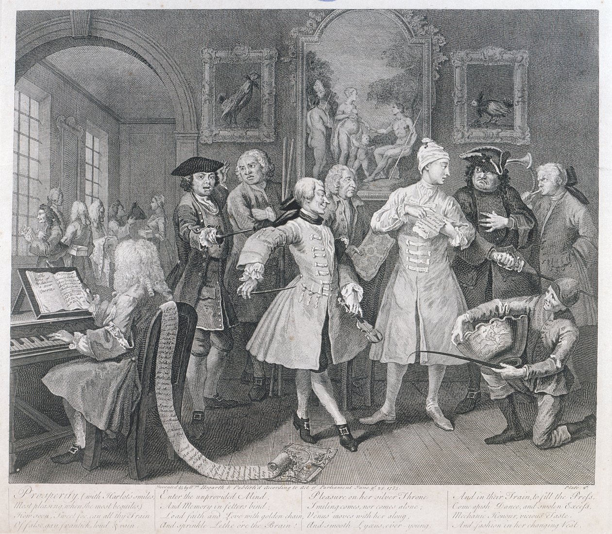 Rakes Levee, levy II, julkaisusta A Rakes Progress, 1735 tekijältä William Hogarth