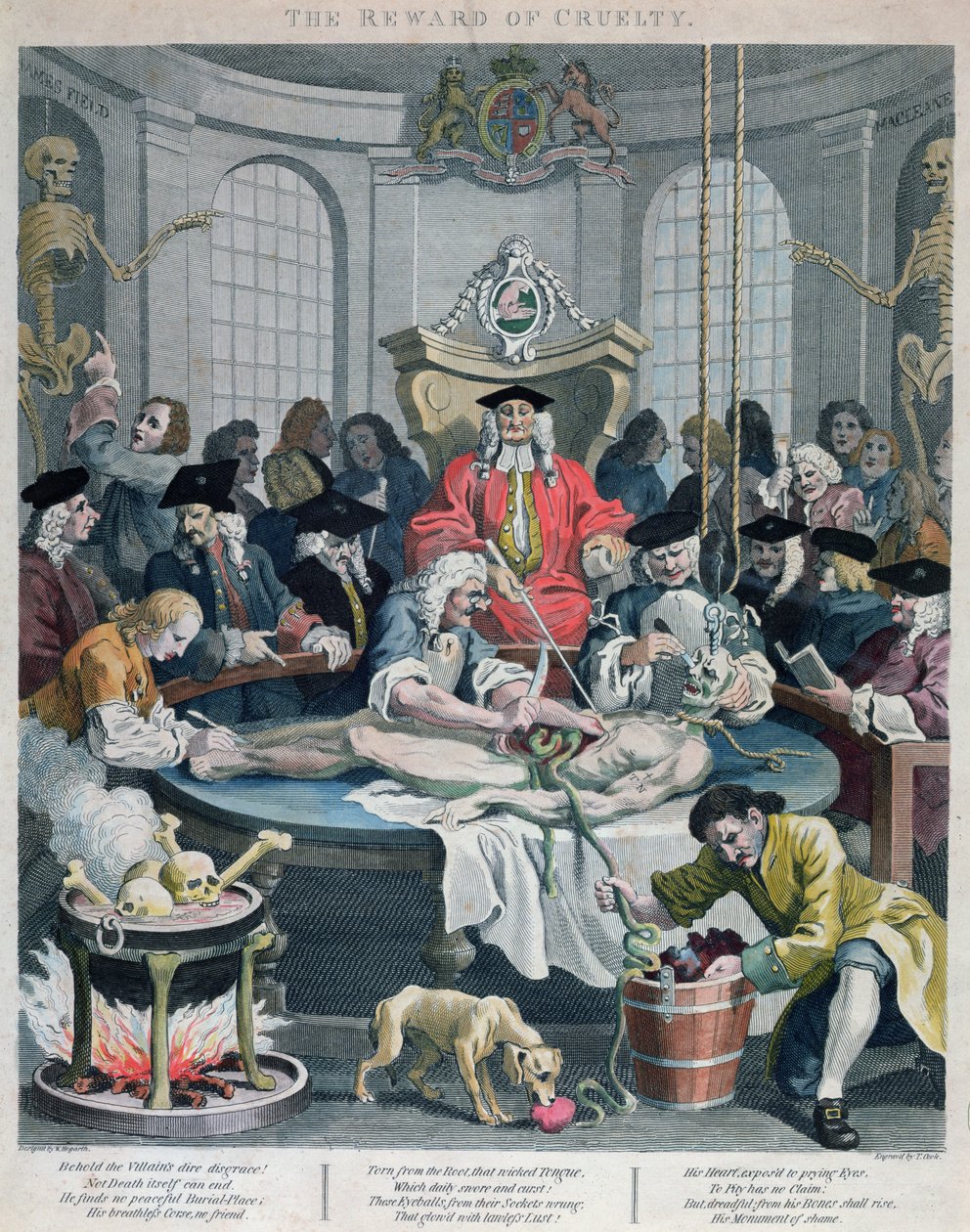 The Reward of Cruelty, The Four Stages of Cruelty, kaiverrettu Thomas Cook (1744-1818) 1799 tekijältä William Hogarth