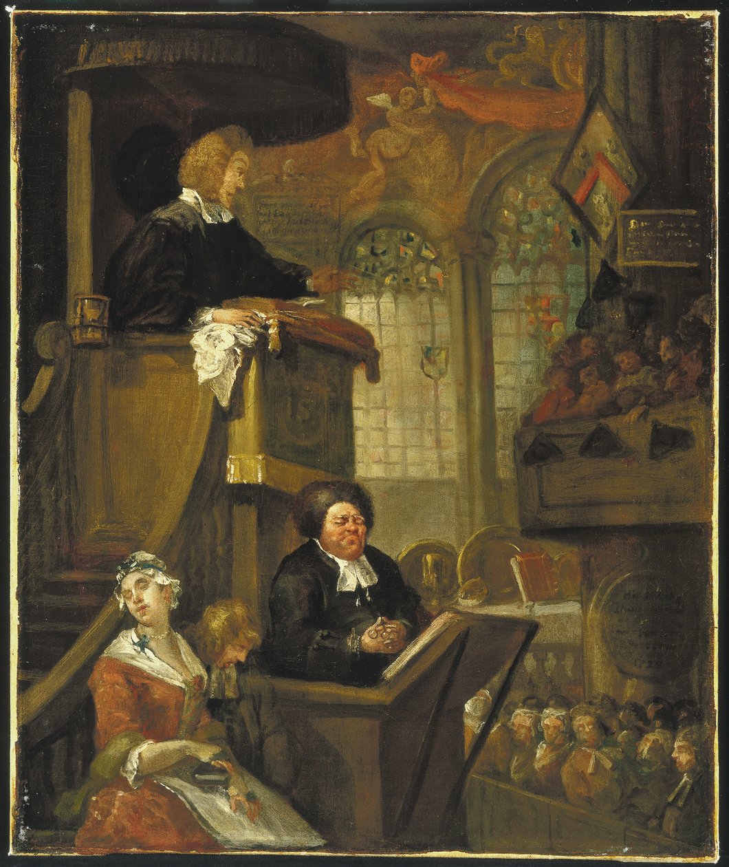 Nukkuva seurakunta, 1728 tekijältä William Hogarth