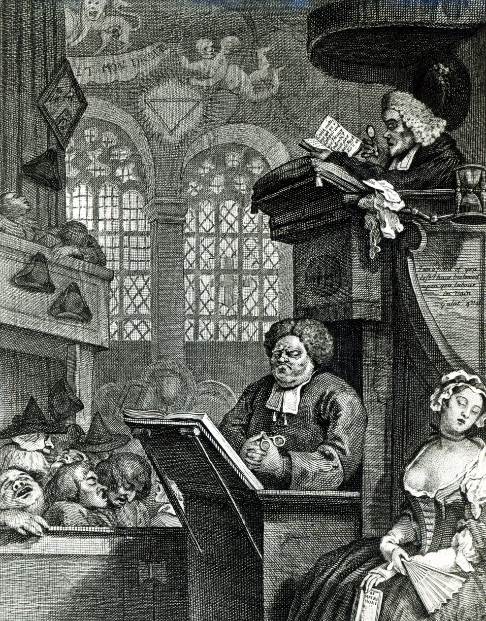 Nukkuva seurakunta, 1736 tekijältä William Hogarth