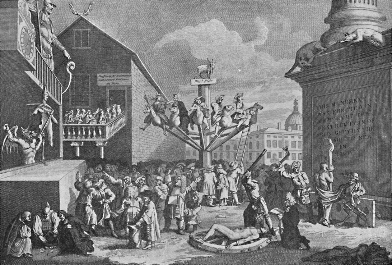 Etelämeren kupla, William Hogarthin vedos, 1721, 1904 tekijältä William Hogarth