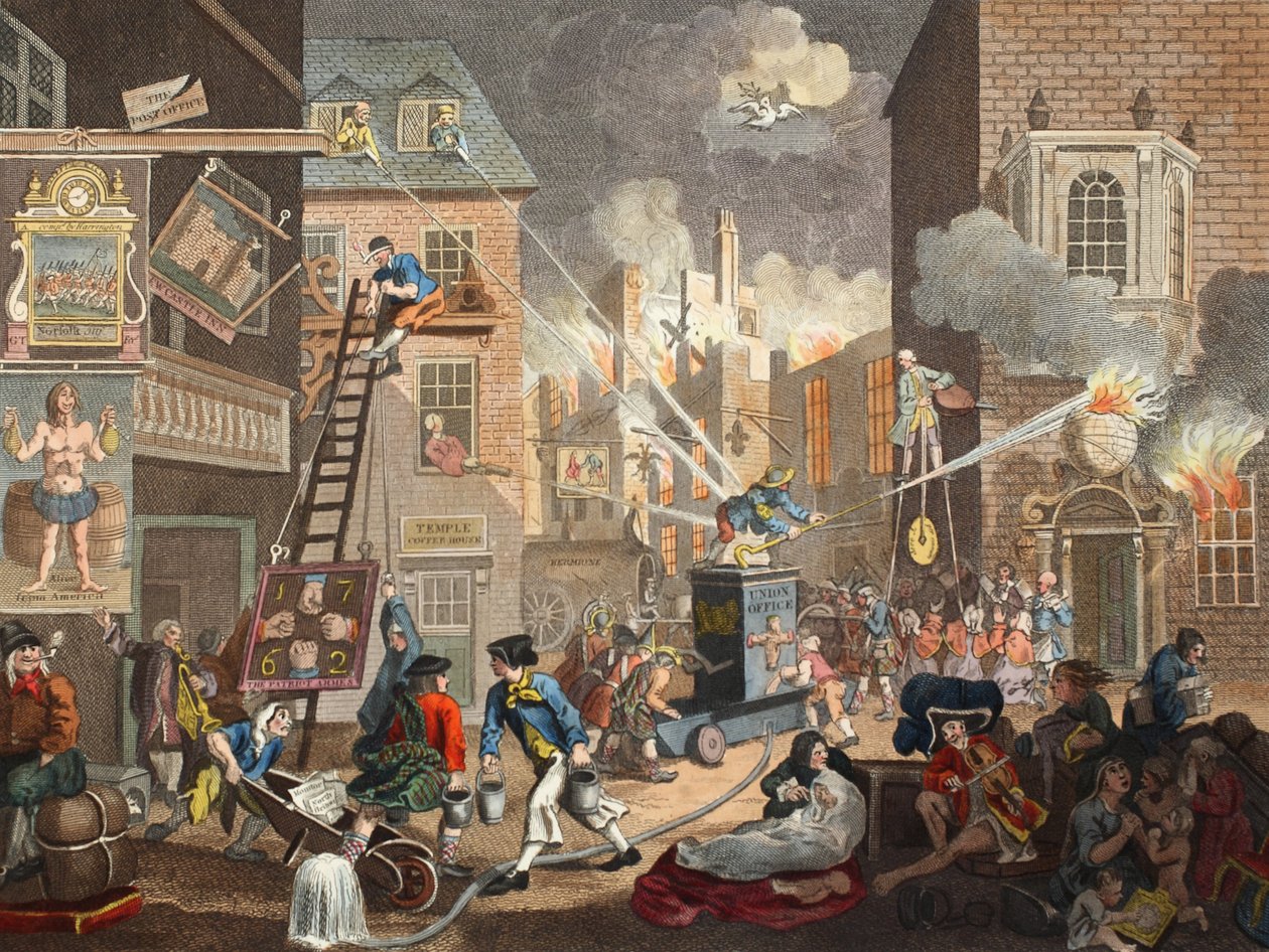 The Times, levy I, kuvitus teoksesta "Hogarth Restored: The Whole Works of kuuluisan William Hogarthin, uudelleenkaiverrettu Thomas Cook", pub. 1812 (käsinvärinen kaiverrus) tekijältä William Hogarth