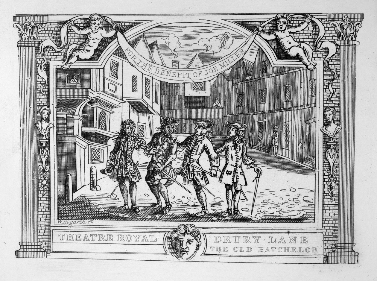 Theatre Royal, Dury Lane The Old Batchelor (Vanha poikamies) tekijältä William Hogarth