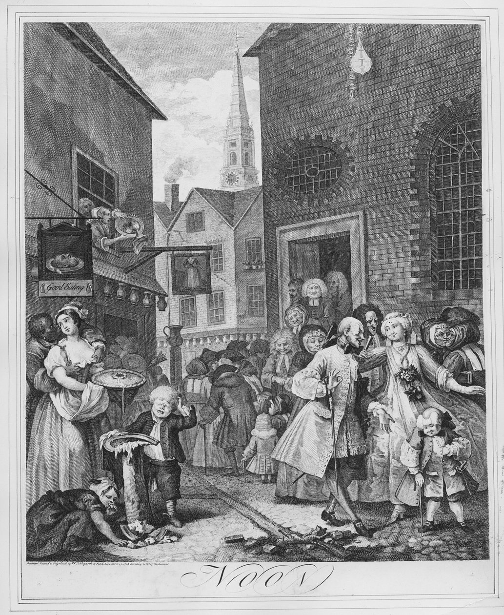 Päivän ajat, keskipäivä, 1738 tekijältä William Hogarth