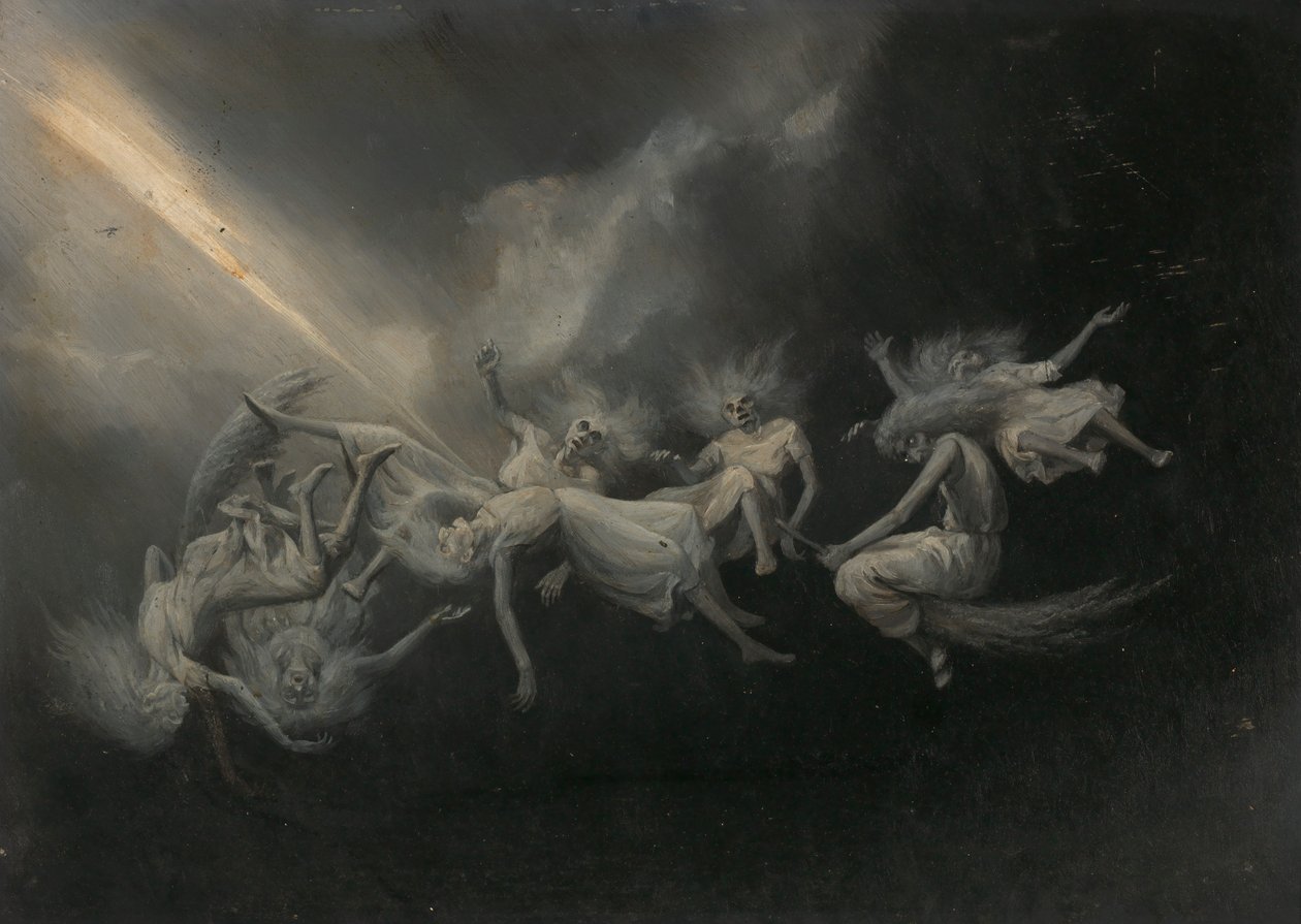 Un llamp va colpejar un estol de bruixes, mitjan finals del segle XIX. finlandès tekijältä William Holbrook Beard