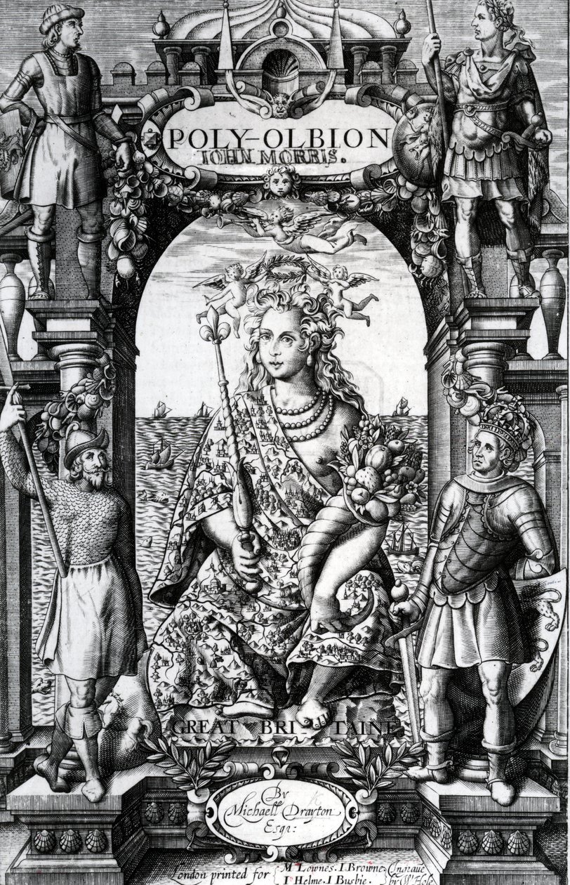 Michael Draytonin Poly-Olbionin etukappale, julkaistu vuonna 1622 tekijältä William Hole