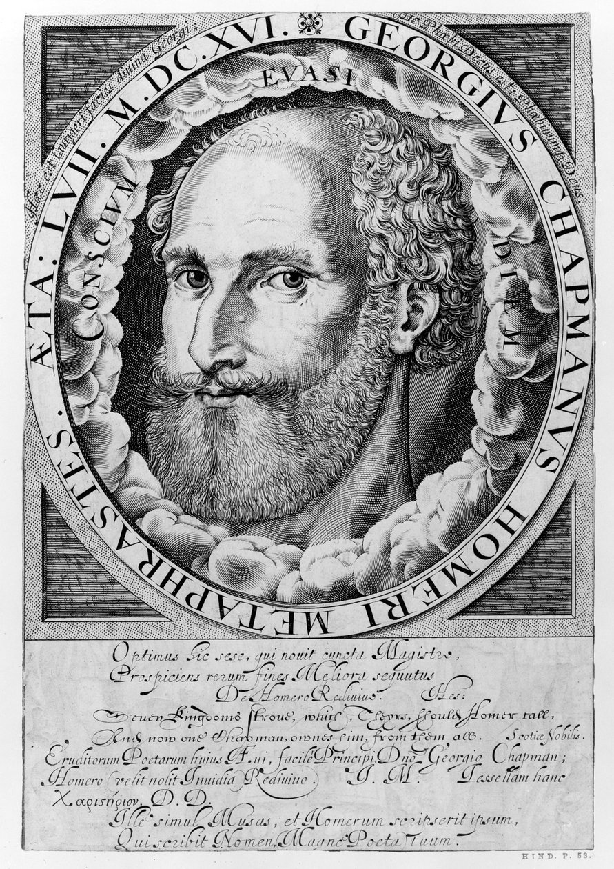 George Chapmanin (n.1559-1634) muotokuva n.1609-10. tekijältä William Hole