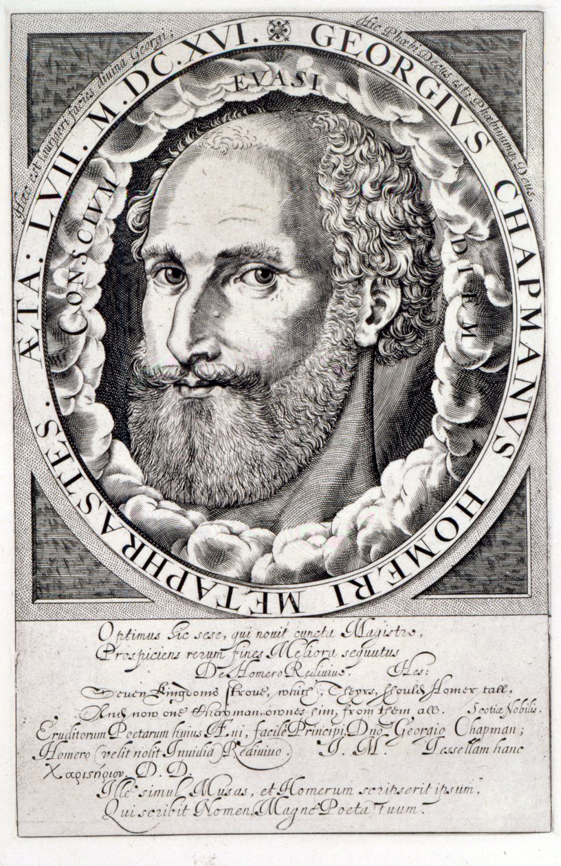 George Chapmanin (n. 1559-1634) muotokuva n. 1609-10 tekijältä William Hole