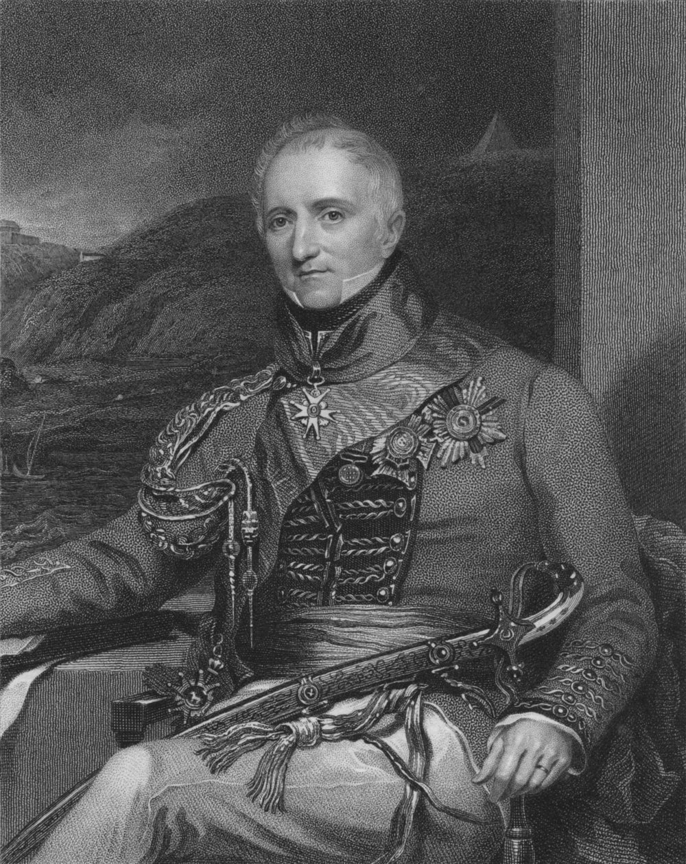 Kenraaliluutnantti Sir Rufane Shawe Donkin, K.C.B. & G.C.H., 1841. Tekijät: William Holl, William Holl I. tekijältä William Holl I