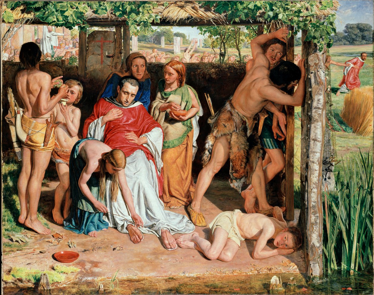 Käännyntynyt brittiläinen perhe suojelee kristittyä lähetyssaarnaajaa druidien vainosta, 185 tekijältä William Holman Hunt