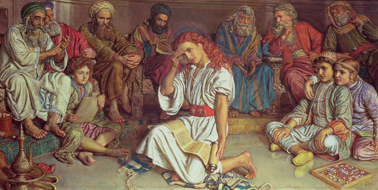 Kristus lääkäreiden joukossa, 1887 (guassi) tekijältä William Holman Hunt