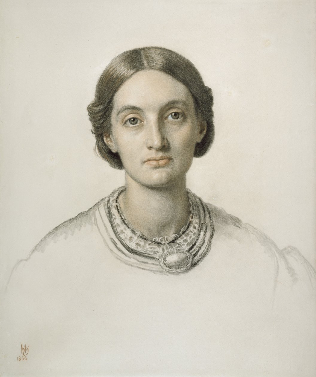 Fanny Holman Hunt (punainen ja musta liitu) tekijältä William Holman Hunt