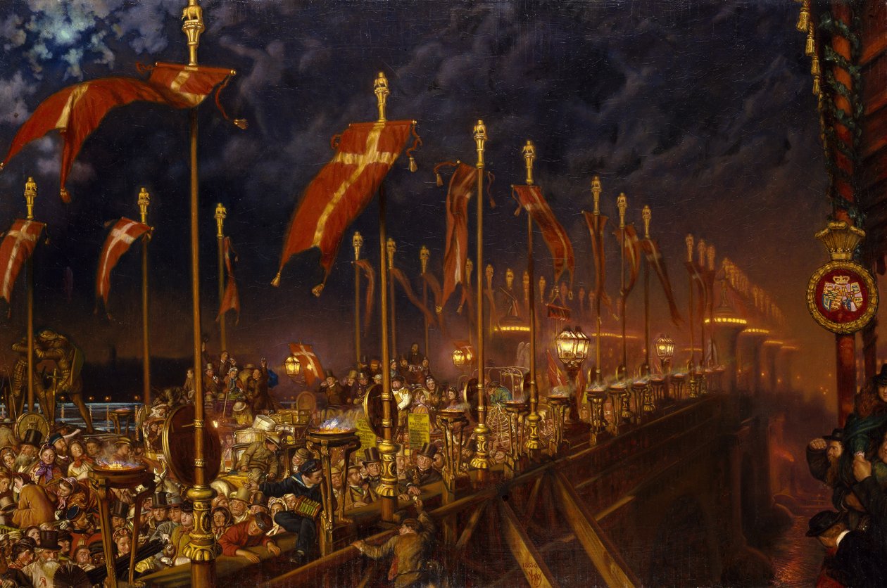 London Bridge Walesin prinssin ja prinsessan hääyönä, 1863-66 tekijältä William Holman Hunt