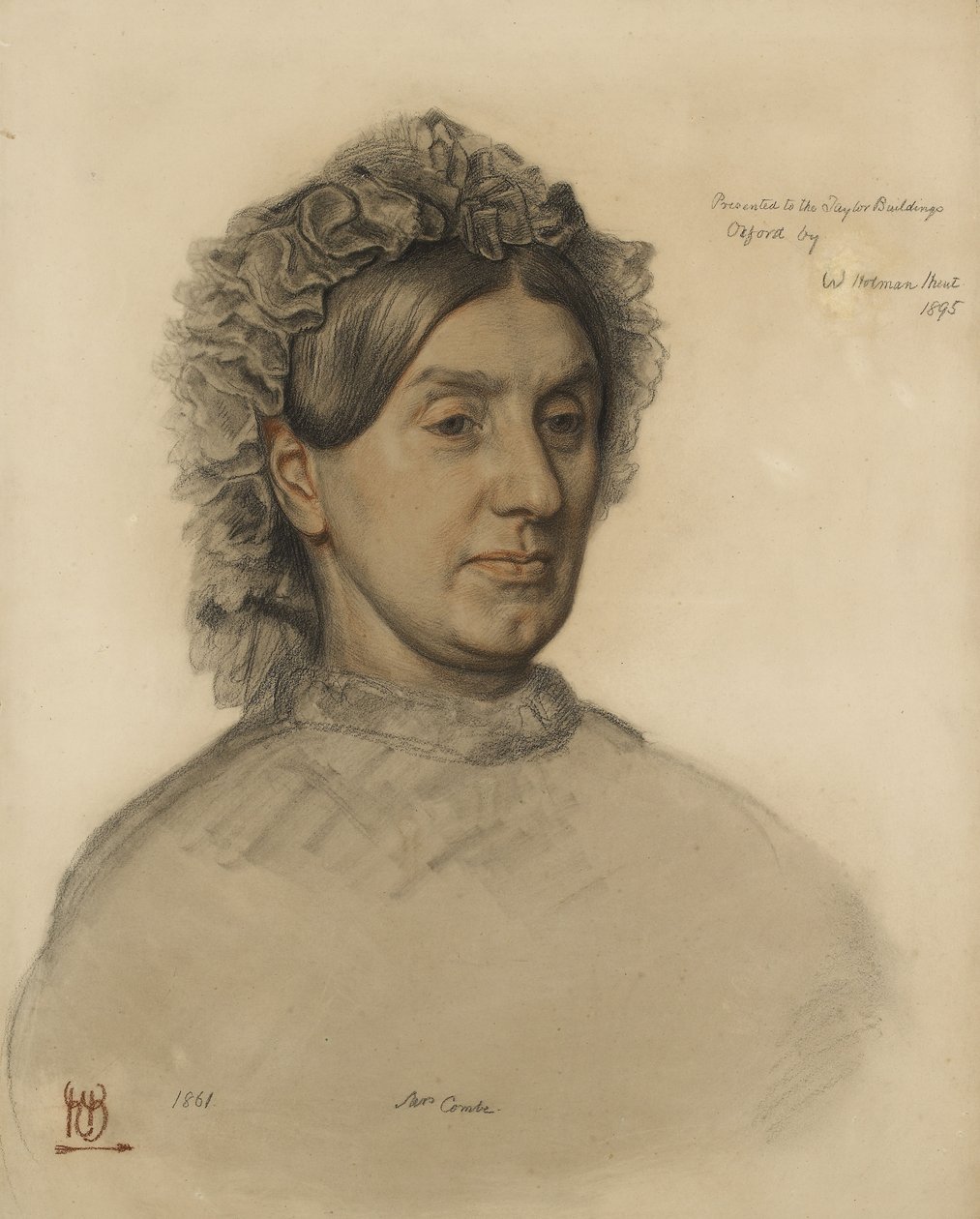 rouva Thomas Combe (1806-1893) (punainen ja musta liitu) tekijältä William Holman Hunt