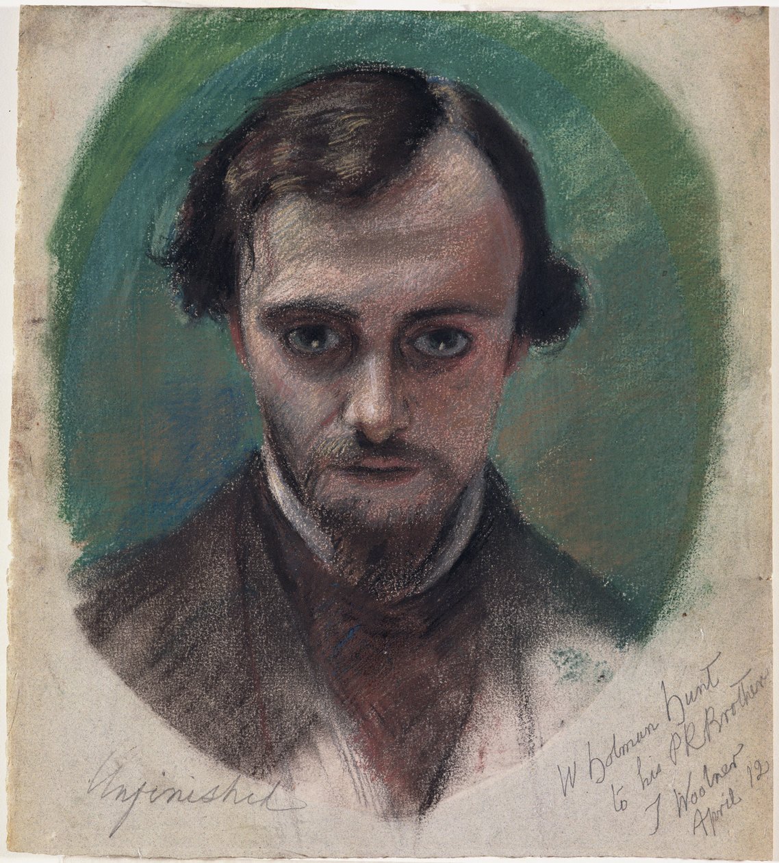 Dante Gabriel Rossettin (1828-82) muotokuva 1853 (pastelliväriset ja värilliset liidut paperille) tekijältä William Holman Hunt