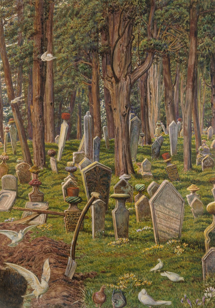Nukkuva kaupunki: Peran hautausmaa, Konstantinopoli, 1856 - 1888 (akvarelli paperille) tekijältä William Holman Hunt