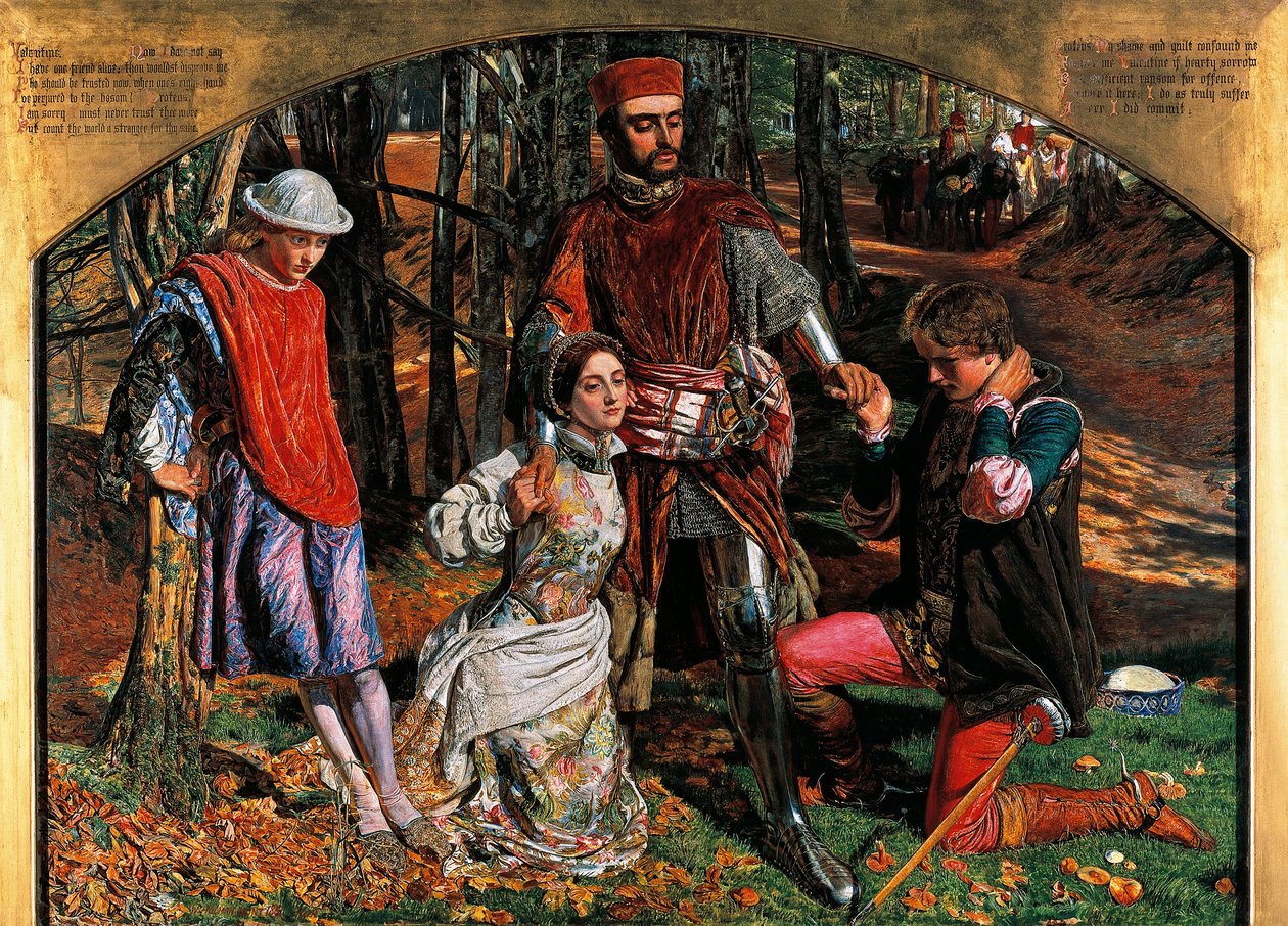 Valentino pelastaa Silvian Proteukselta tekijältä William Holman Hunt