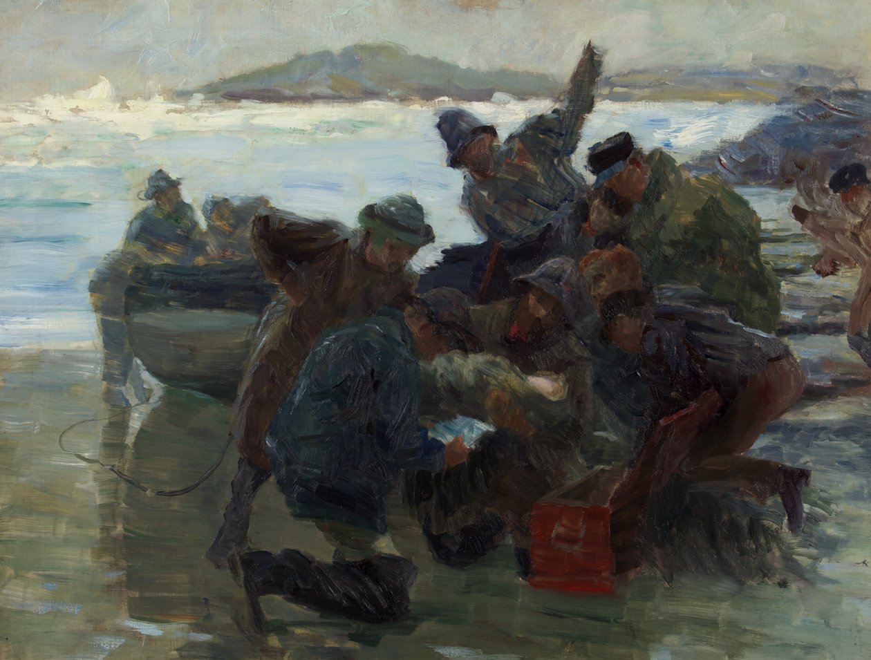 Luonnos Cast Up by the Sealle, n. 1895 (öljy kankaalle) tekijältä William Holt Yates Titcomb