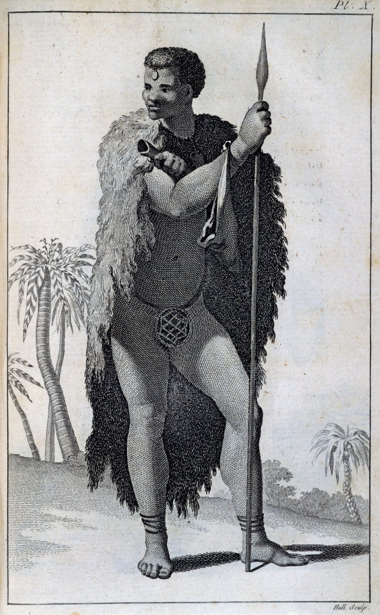 Khoikhoi-mies (Hottentot), matkasta Le Vaillantista Afrikan sisäosiin Hyväntoivon niemen kautta, vuosina 1783 tekijältä William Home Lizars