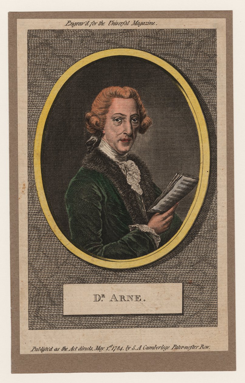 Dr. Arne, 1784 (käsinvärinen kaiverrus) tekijältä William Humphrey