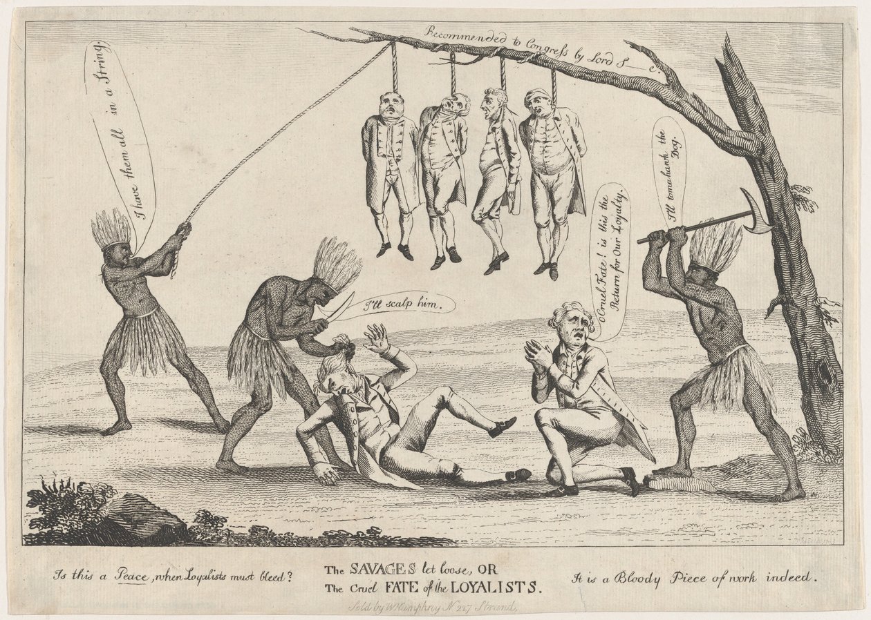The Savages Let Loose, or the Cruel Fate of the Loyalists, 1783. finlandès tekijältä William Humphrey