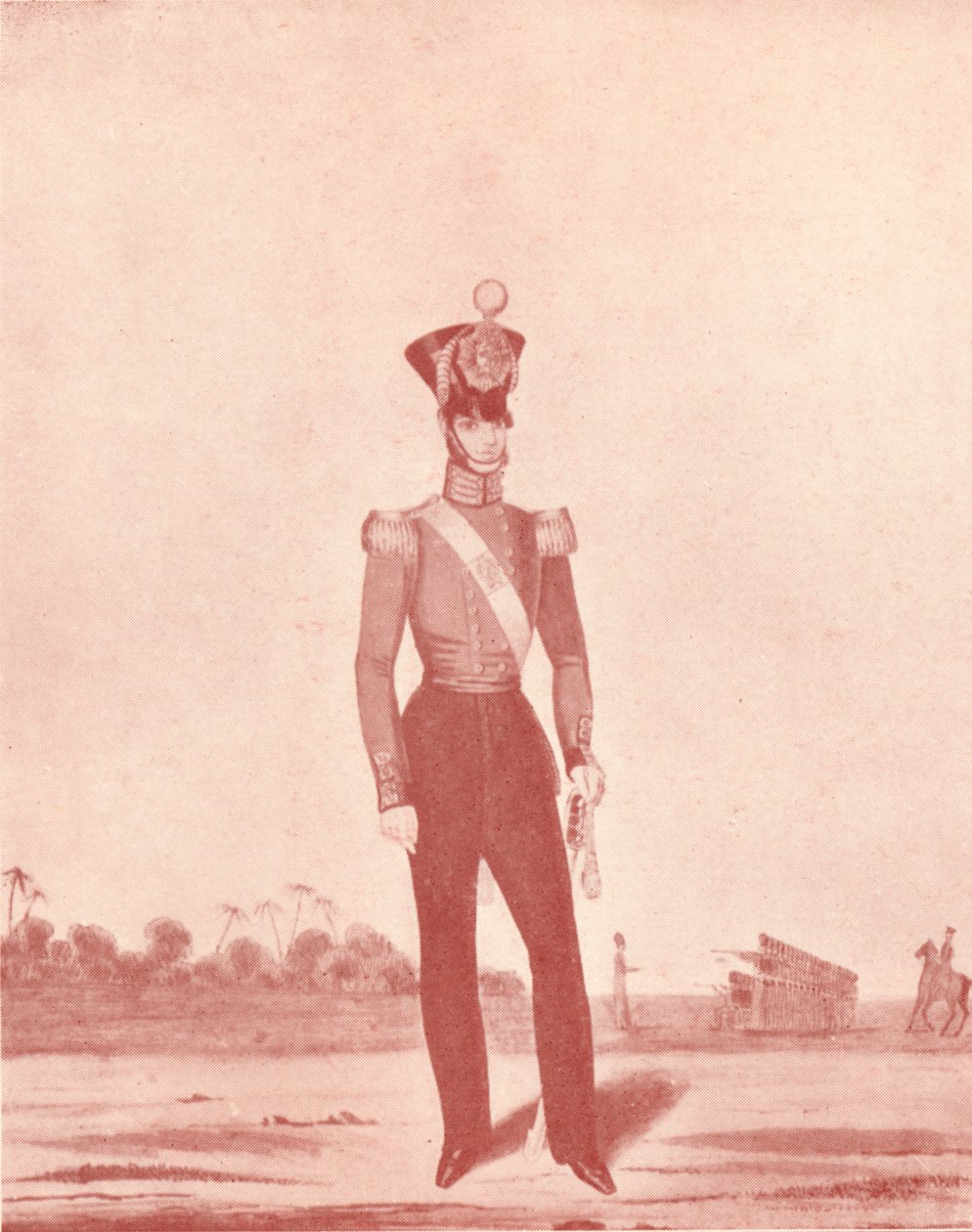 Madrasin armeijan jalkaväen upseerit linjalla, c1837-1843, 1909 tekijältä William Hunsley
