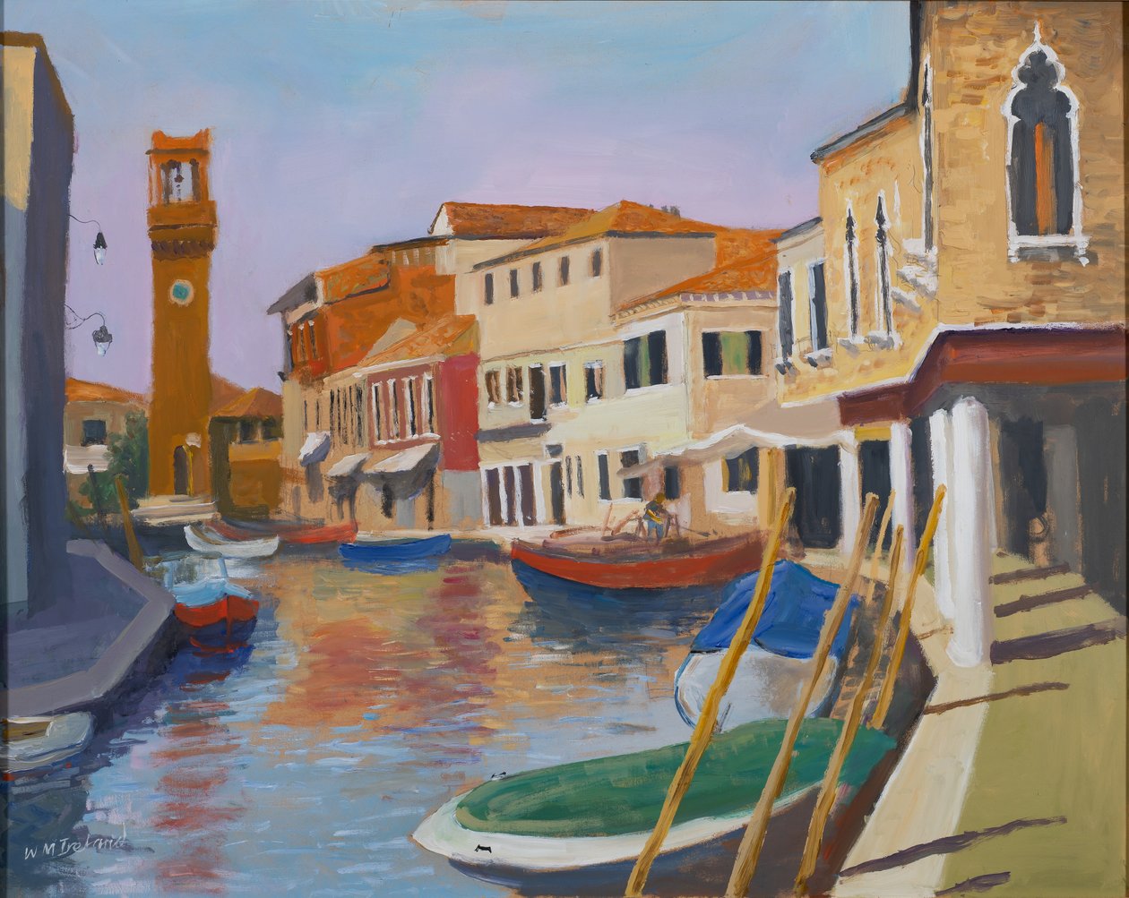 Burano Clocktower, 2000 (öljy aluksella) tekijältä William Ireland