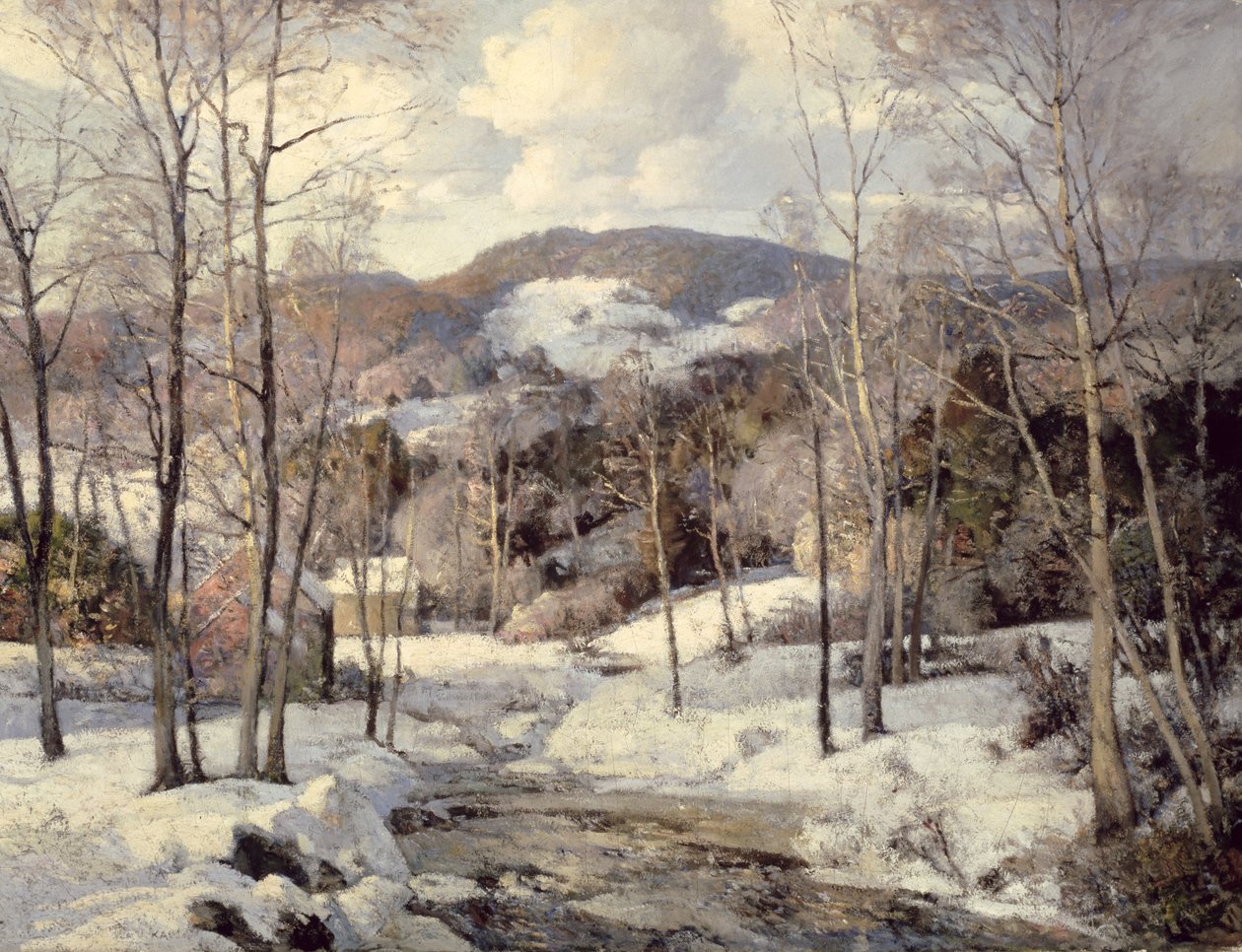 Millstream, Ipswich, New Hampshire (öljy kankaalle) tekijältä William J. Kaula