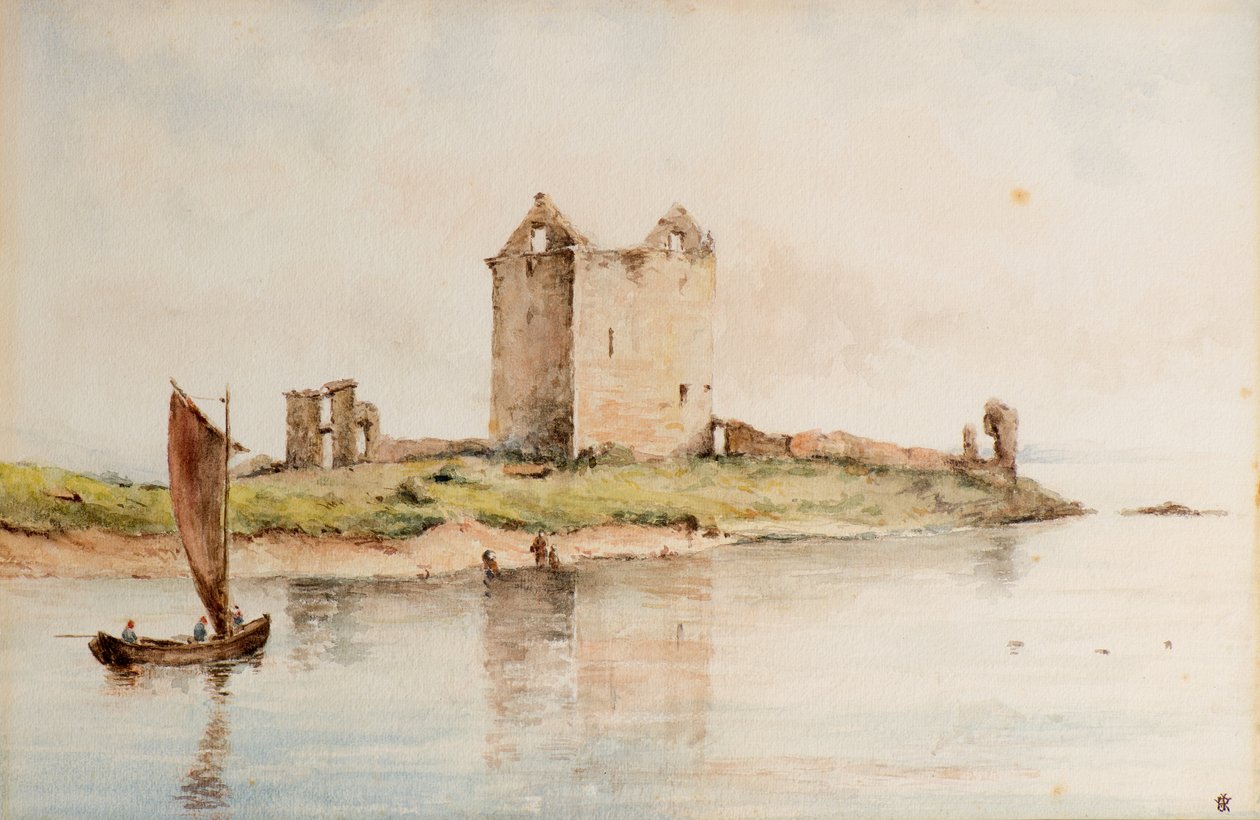 Broughtyn linna vuonna 1850, noin 1850 (akvarelli) tekijältä William J. Renny