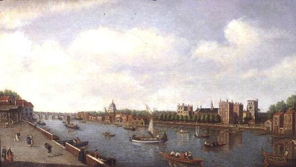 Näkymä Thamesille Lambethin palatsissa, n. 1770 tekijältä William James
