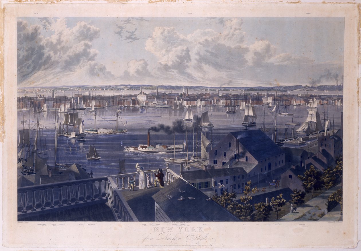 New York Brooklyn Heightsista, 1837 (käsinvärjätty etsaus ja akvatintta). tekijältä William James Bennett