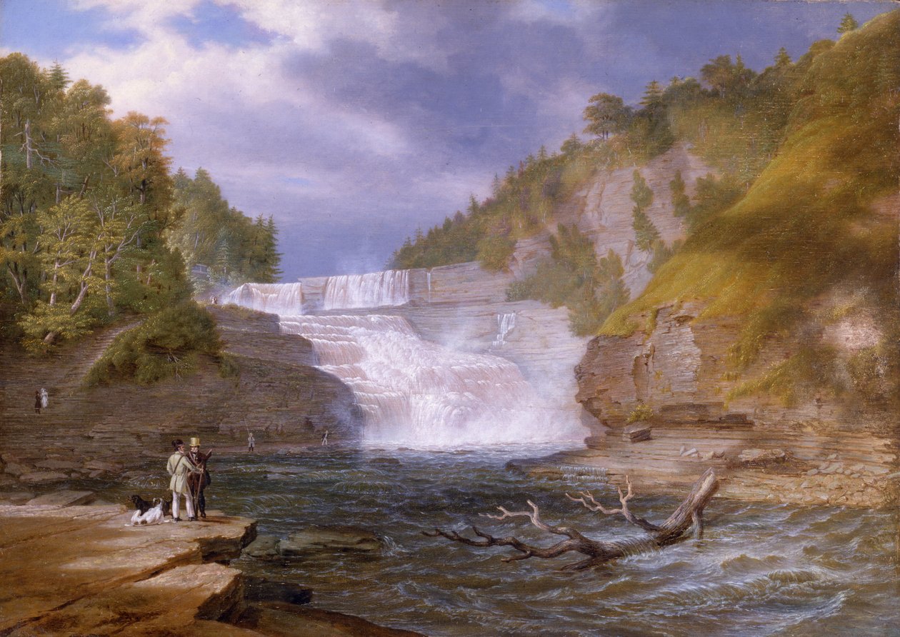Trenton High Falls, 1835 (öljy puulevylle) tekijältä William James Bennett