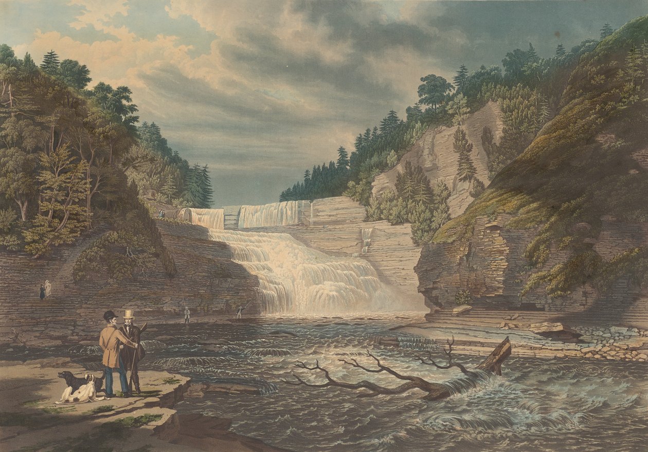 Näkymä Trentonin korkealle putoukselle: West Canada Creek, N.Y., julkaistu 1835. tekijältä William James Bennett