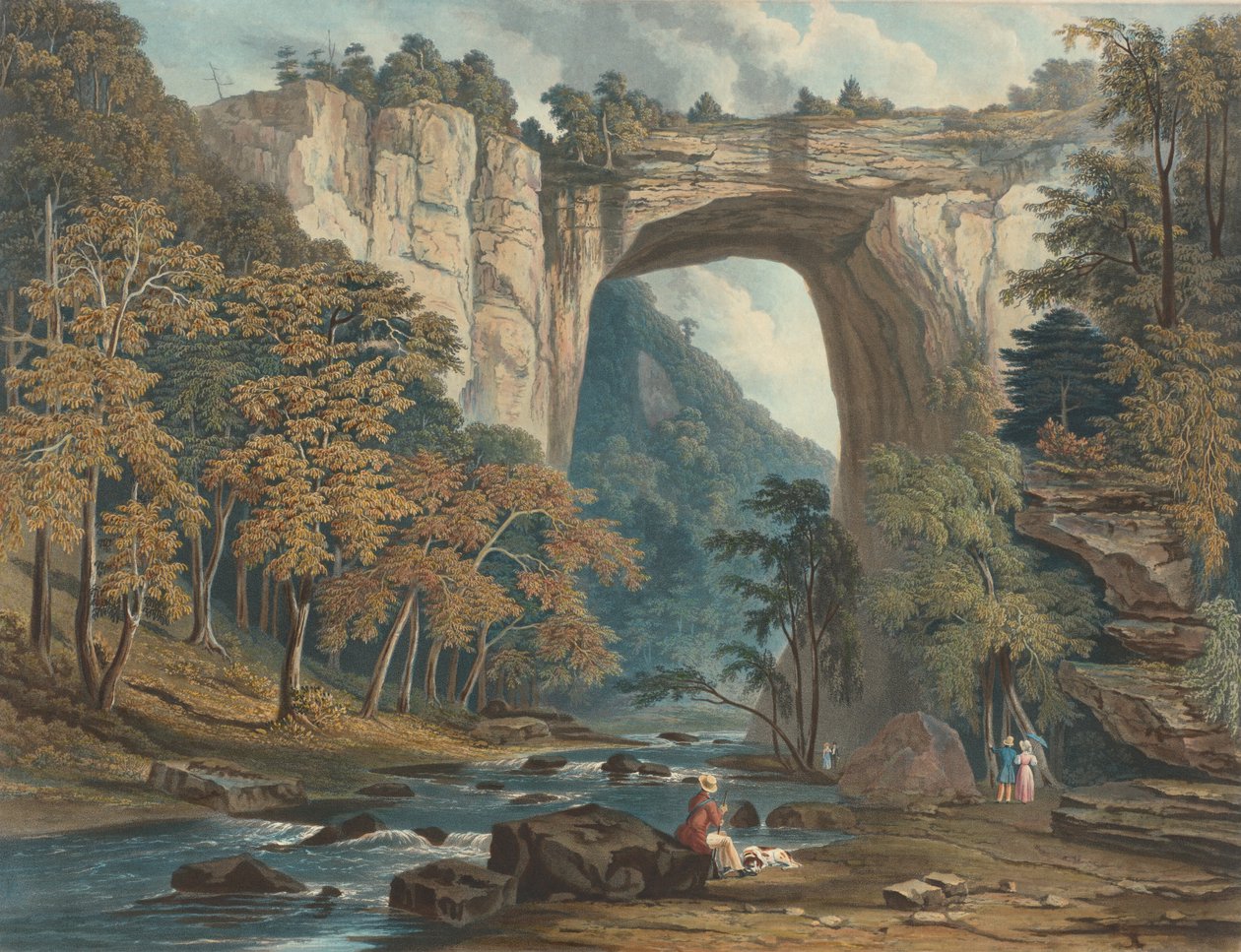 Näkymä Natural Bridgelle, 1835. tekijältä William James Bennett